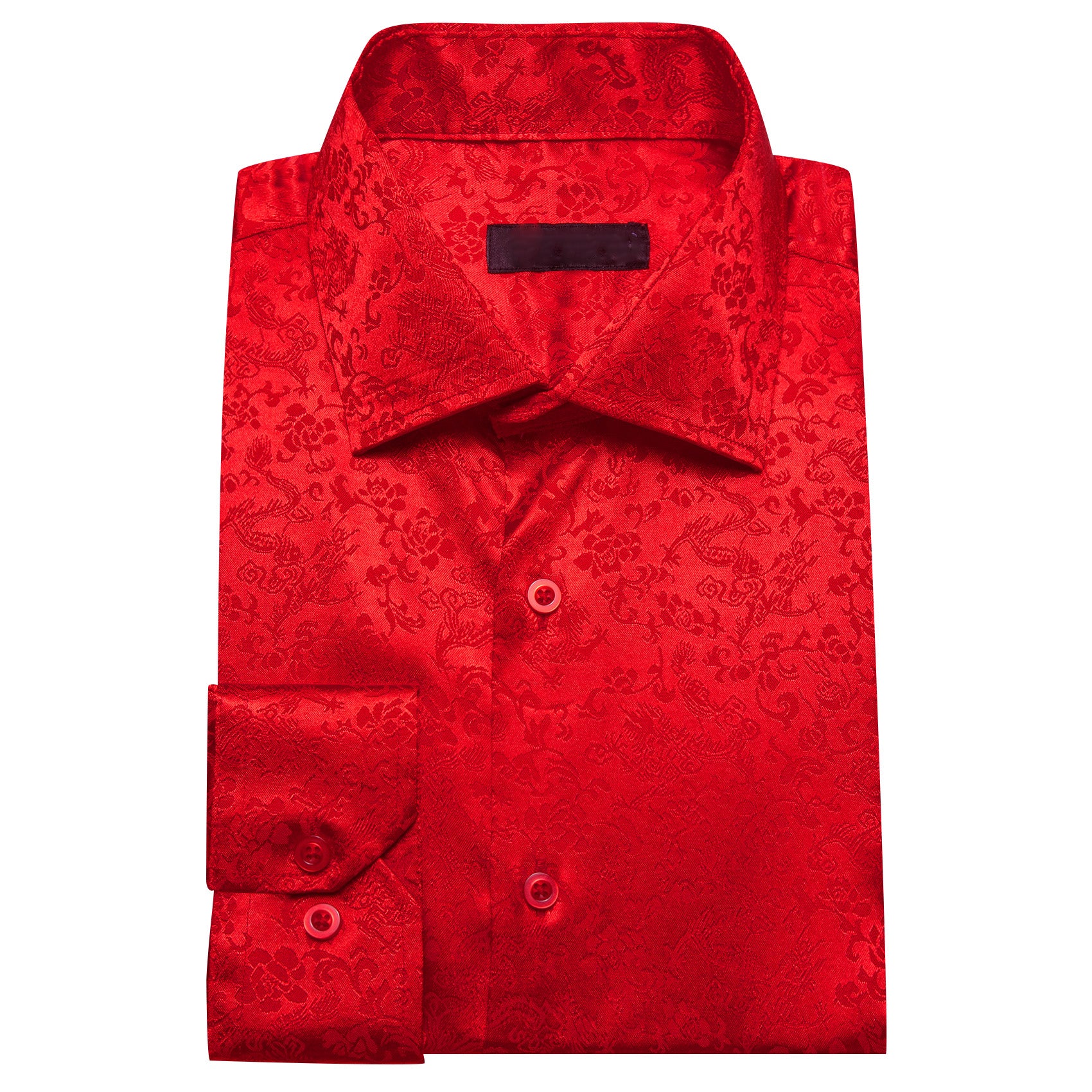 Strong Red Floral Leaf Men's Long Sleeve Shirt