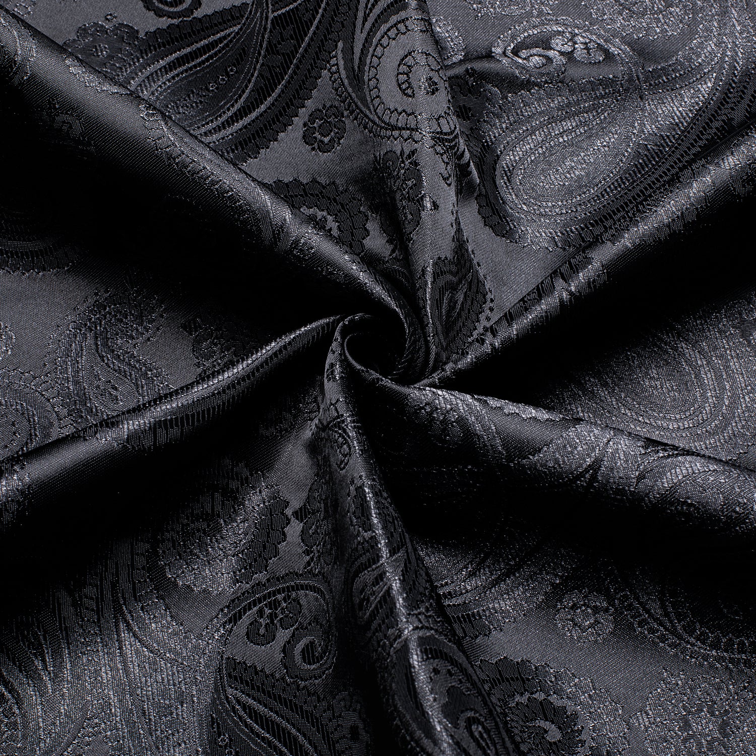 Classic Black Paisley Silk Men's Long Sleeve Shirt