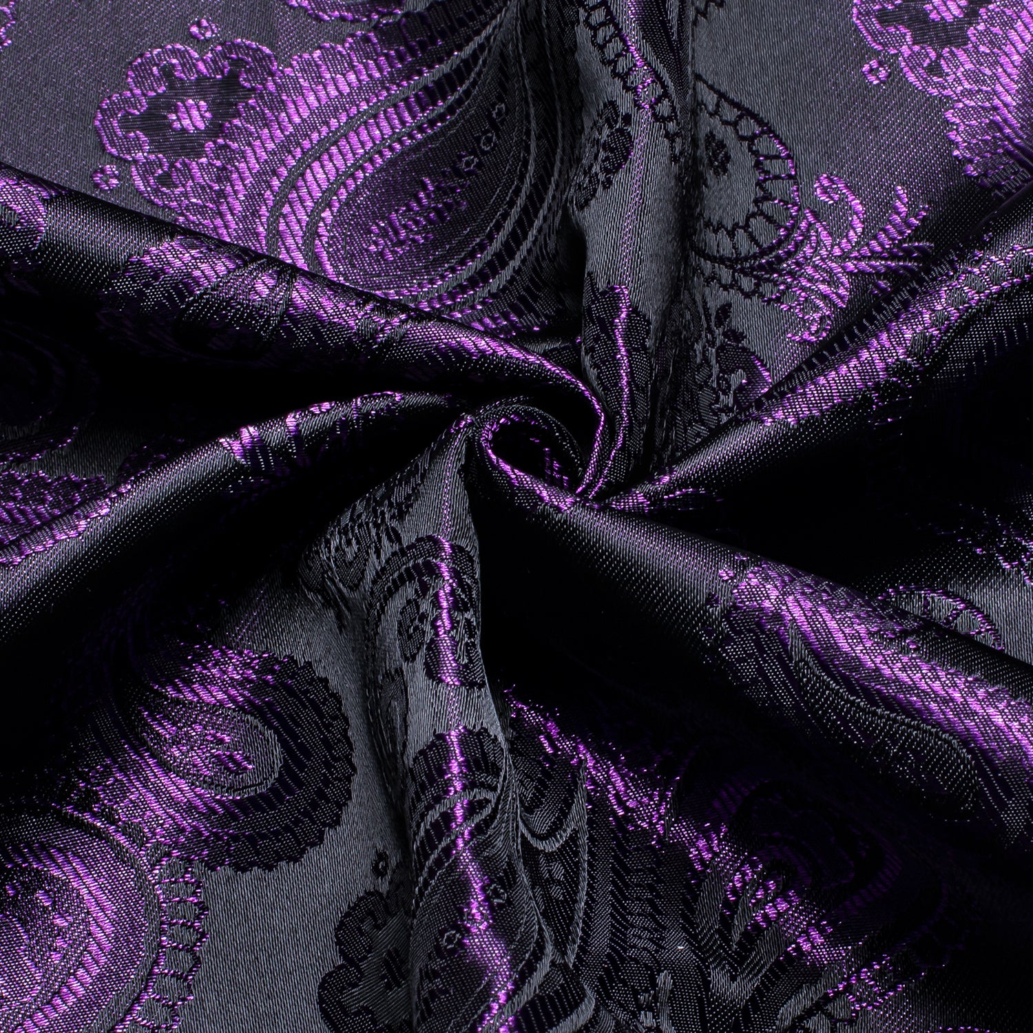 Luxury Purple Paisley Pattern Silk Men's Long Sleeve Shirt