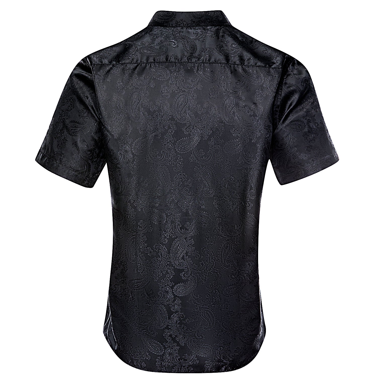 Black Paisley Silk Men's Short Sleeve Shirt