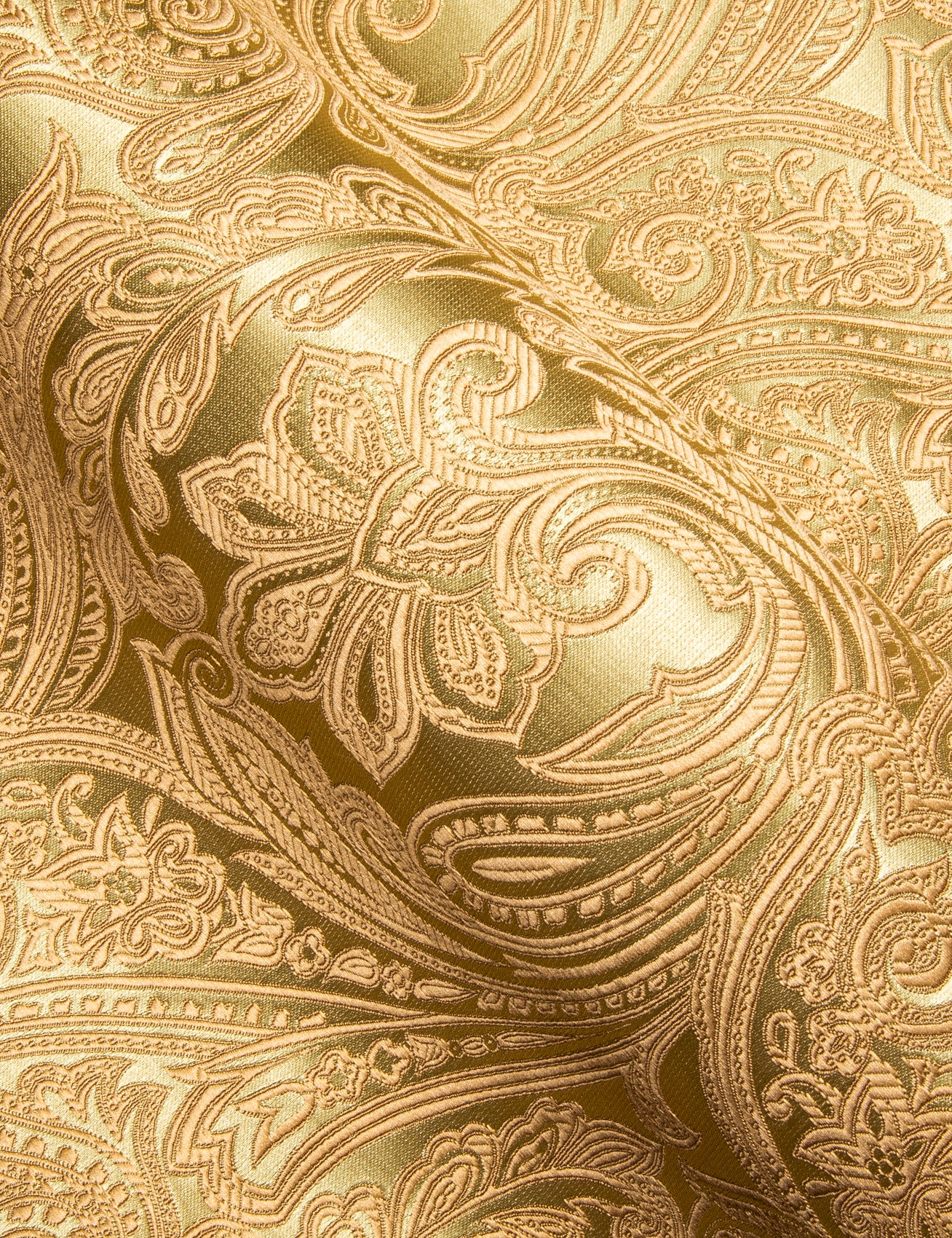 Granola Yellow Paisley Flower Pattern Silk Men's Long Sleeve Shirt