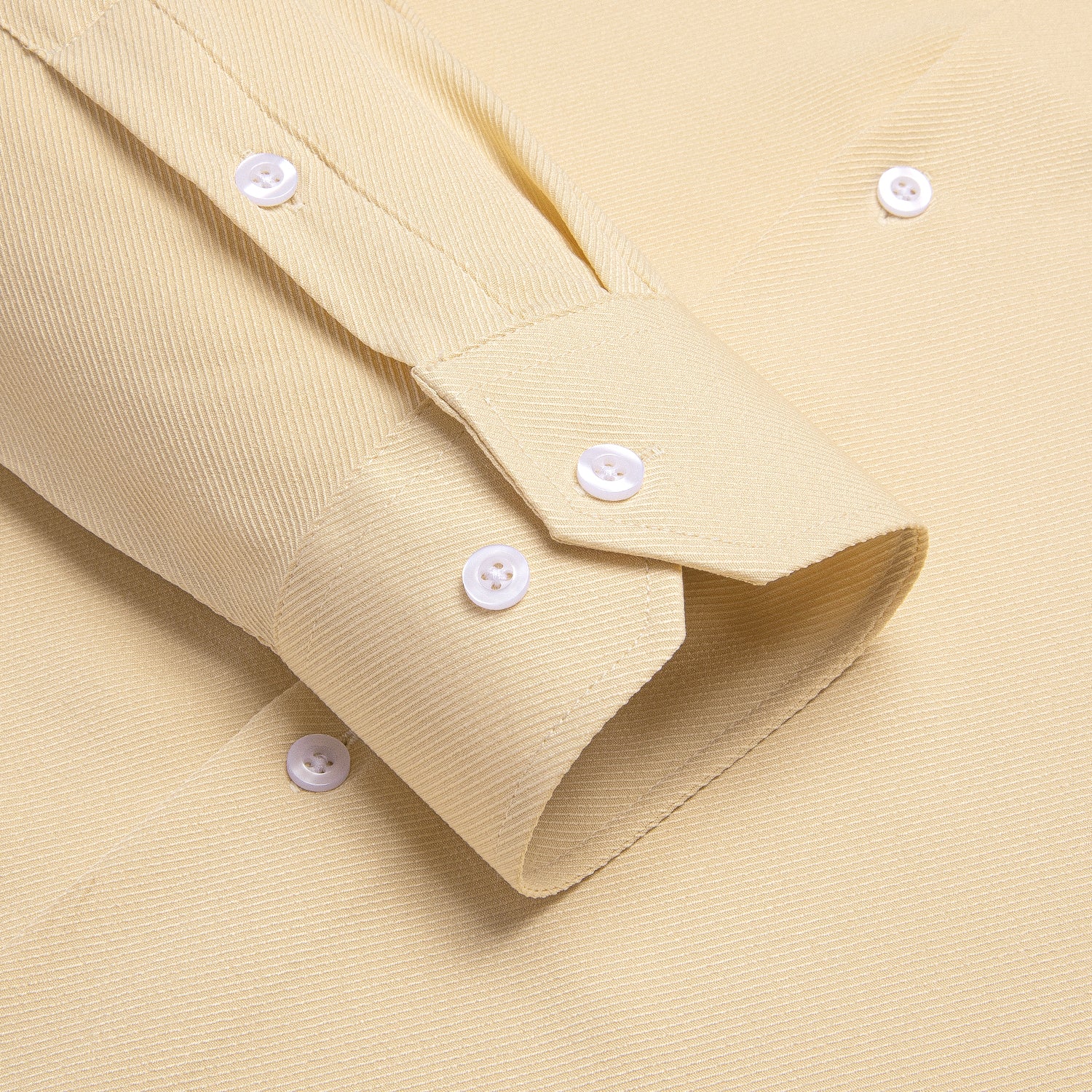 Beige Solid Stretch Woven Business Men's Long Sleeve Button Down Shirt