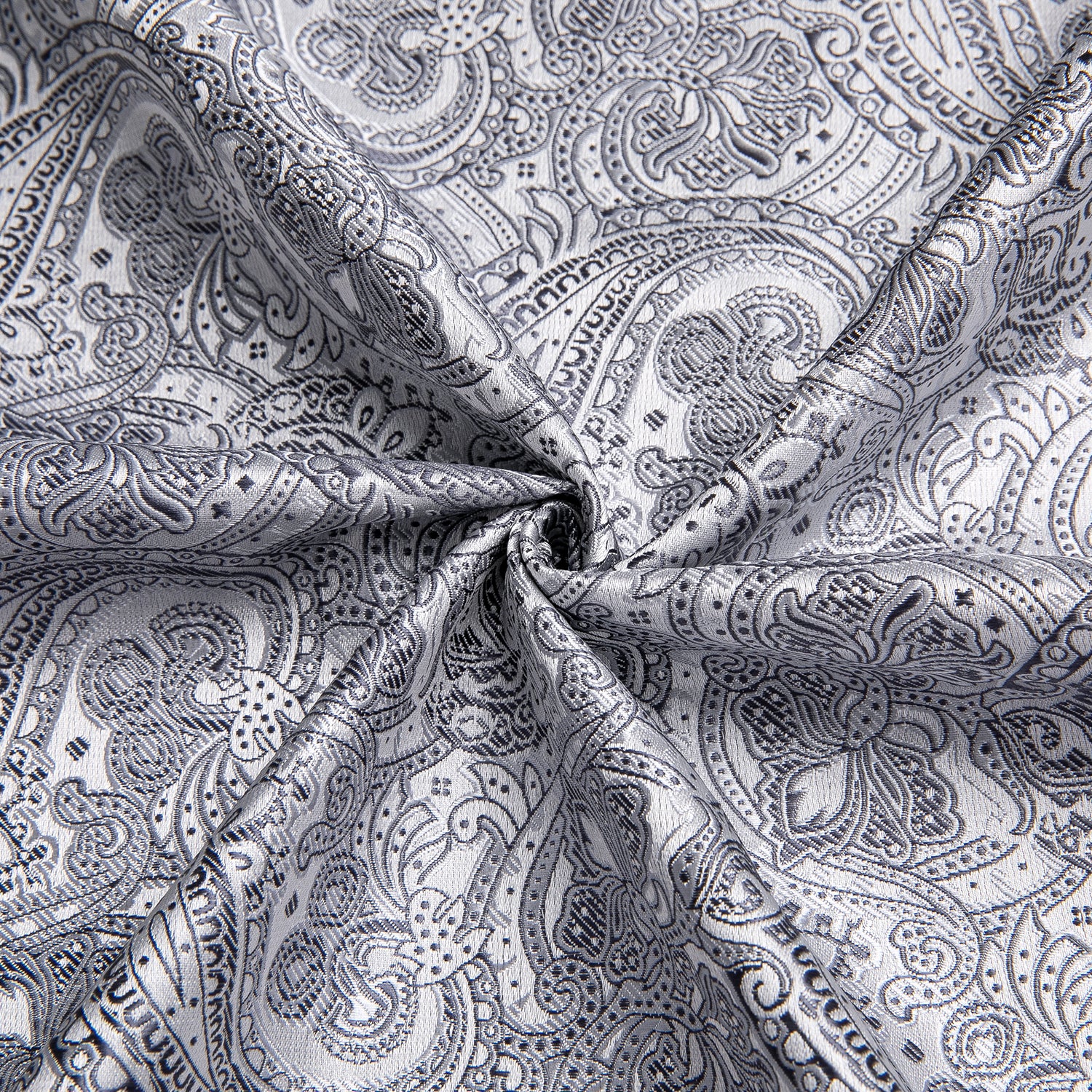 Grey Paisley Silk Men's Short Sleeve Shirt