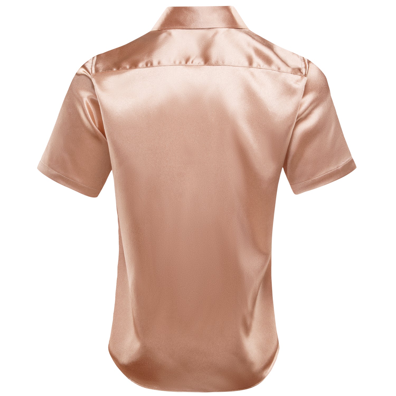 Pale Orange Solid Satin Silk Men's Short Sleeve Shirt