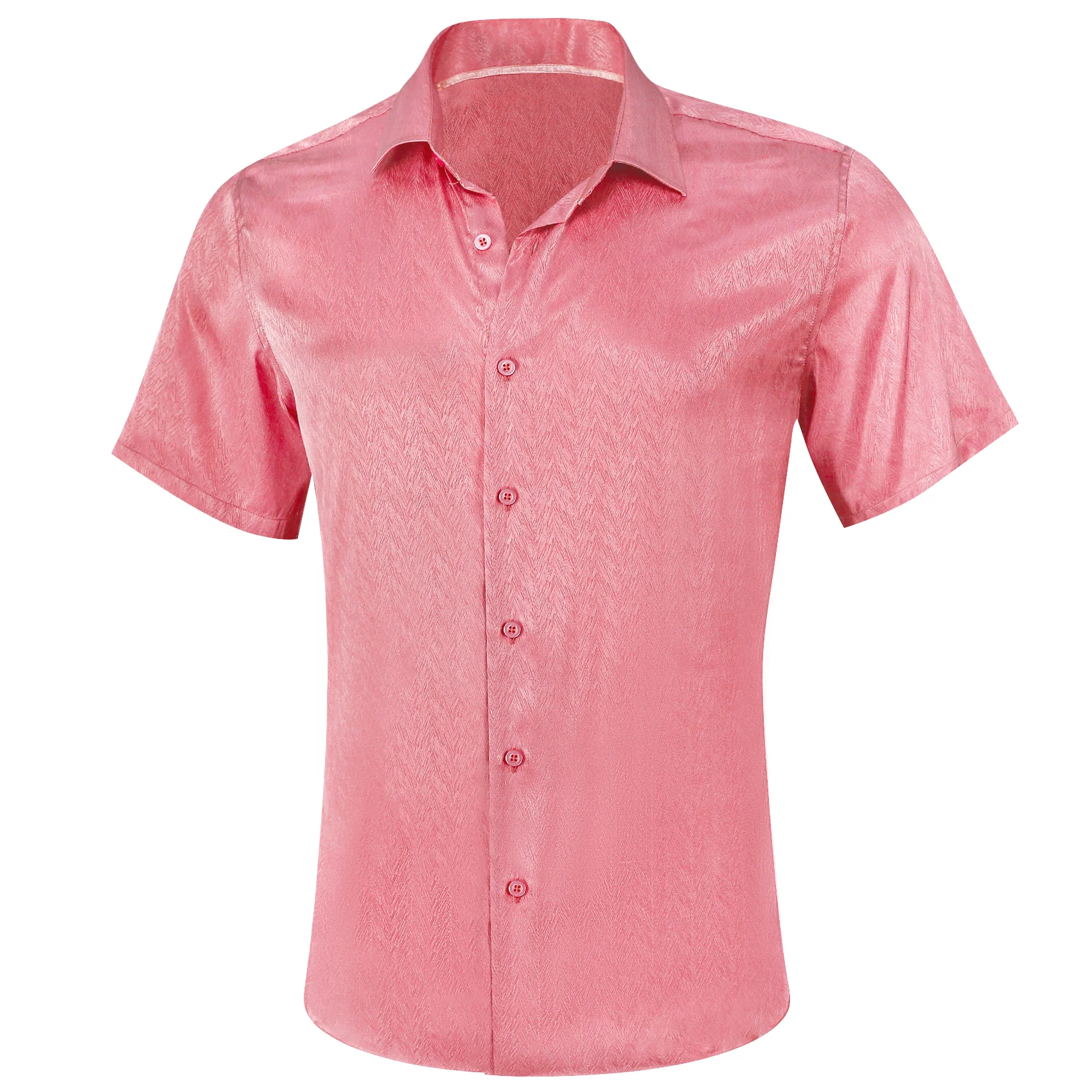 Shock Pink Solid Men's Short Sleeve Shirt