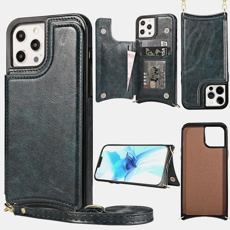Compatible with iPhone Kickstand Wallet Case Phone Bag with Crossbody Strap
