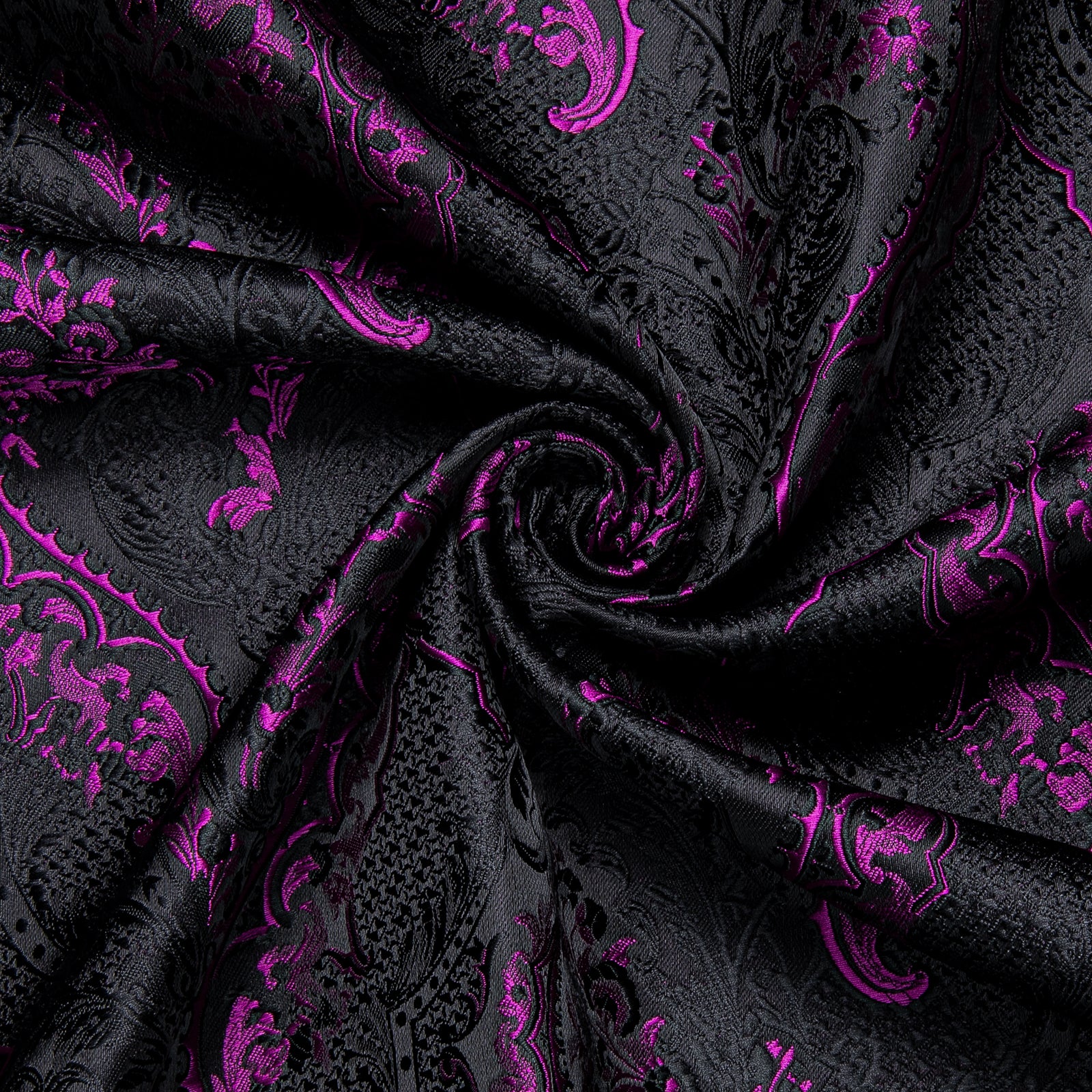 Black Purple Paisley Silk Men's Long Sleeve Shirt