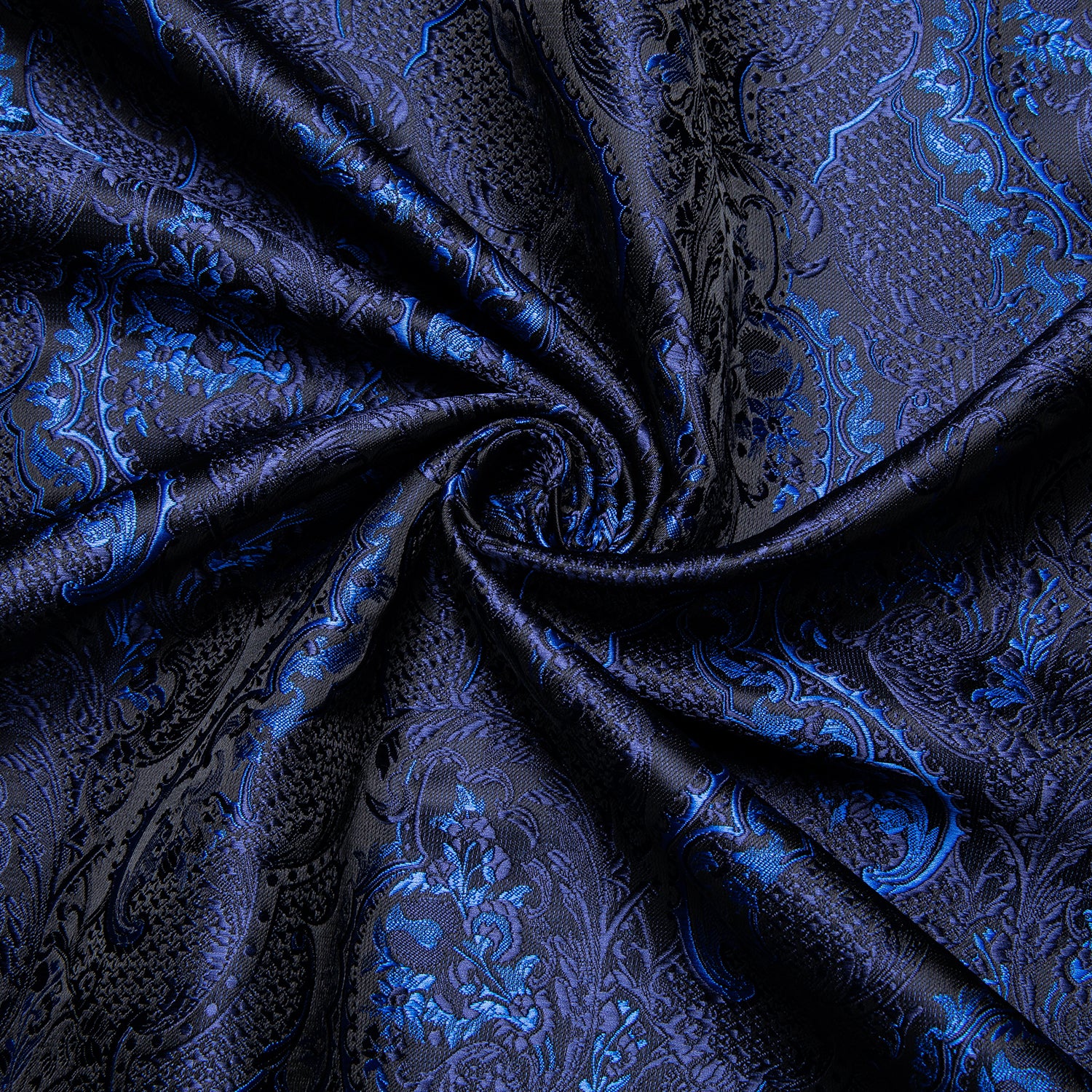 Dark Blue Paisley Silk Men's Long Sleeve Shirt