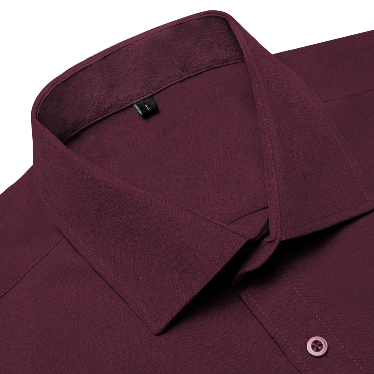 Burgundy Cotton Solid Silk Men's Short Sleeve Shirt