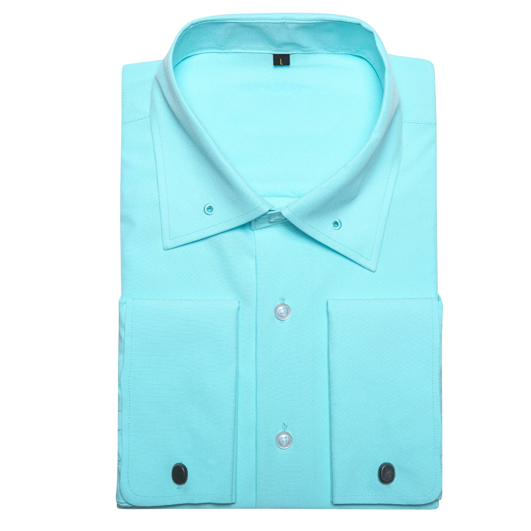 Tiffany Blue Solid Woven Men's Long Sleeve Shirt