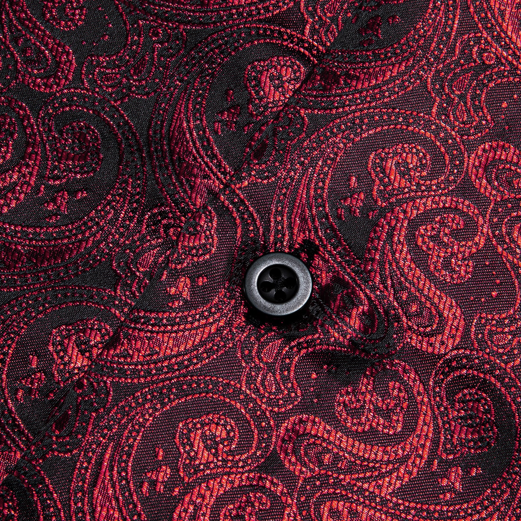 Burgundy Paisley Pattern Silk Men's Long Sleeve Shirt