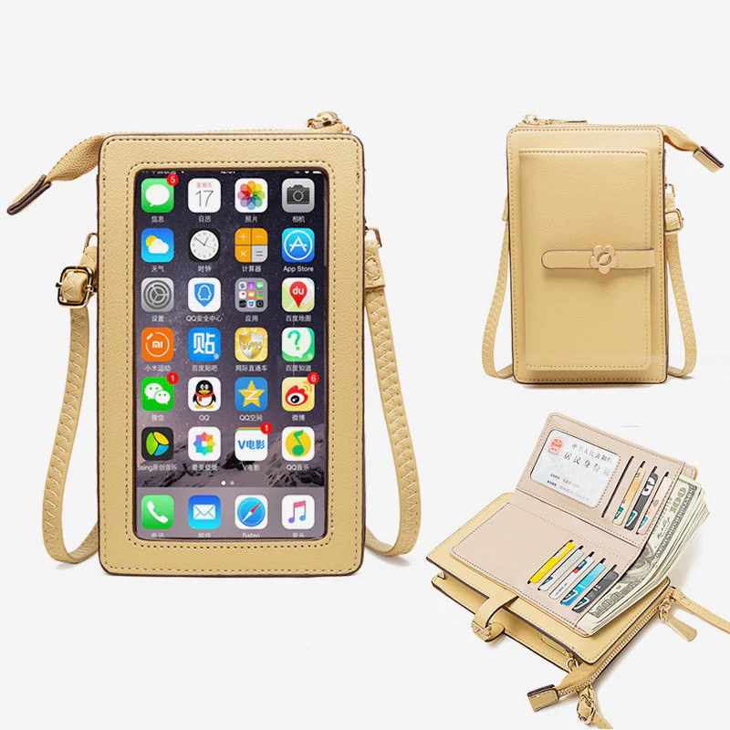 Lightweight Elegant Crossbody Phone Bag with Touchscreen Window