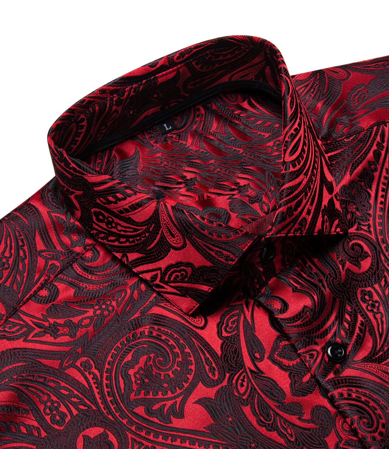 Dark Red Paisley Men's Long Sleeve Shirt