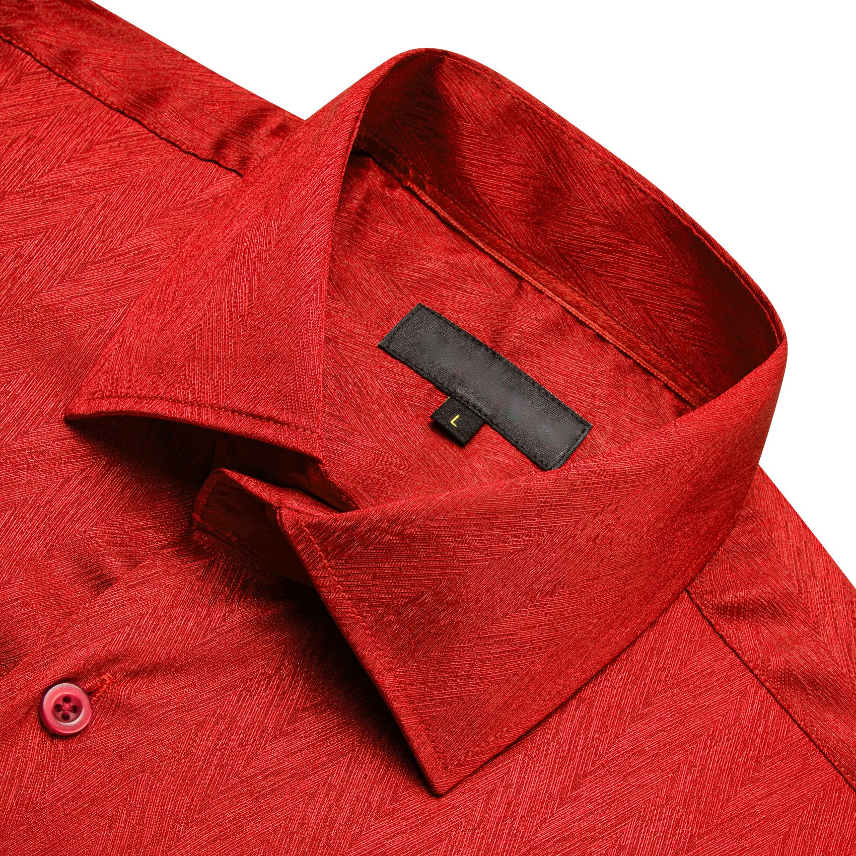 Tomato Red Novelty Silk Men's Long Sleeve Shirt