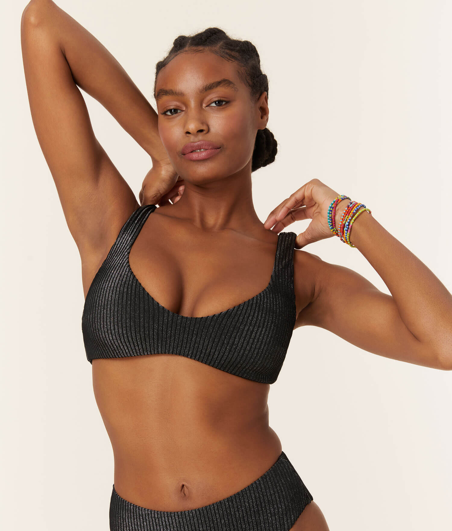 The Delray - Top - Ribbed Glitter - Black