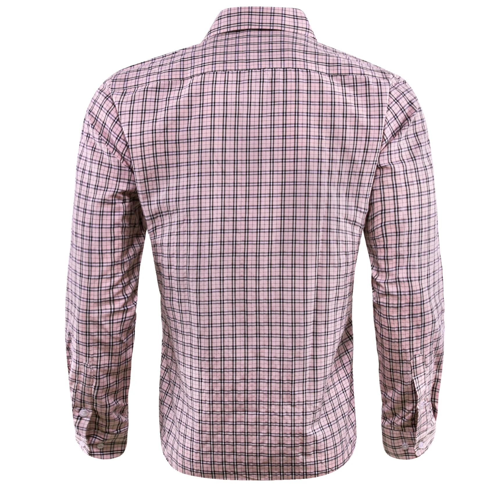 Pink Black Small Plaid Men's Long Sleeve Work Shirt