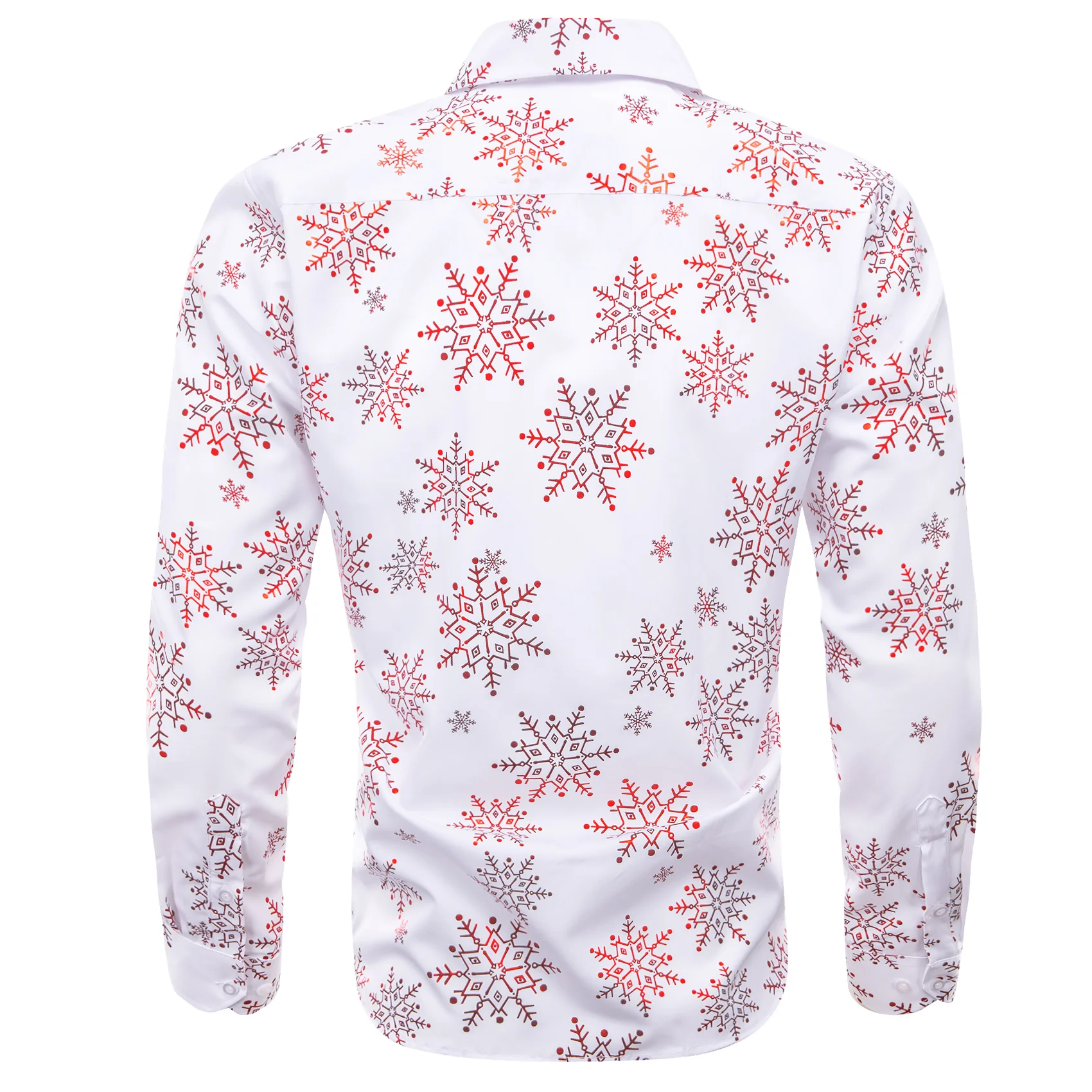 Christmas New White with Pink Snowflake Floral Men's Long Sleeve Shirt