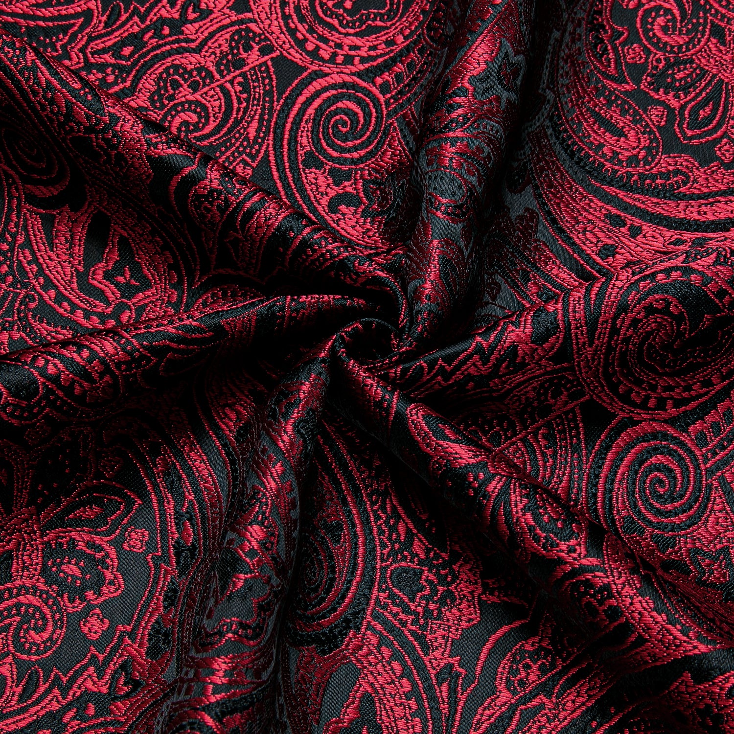 Deep Red Paisley Silk Men's Short Sleeve Shirt