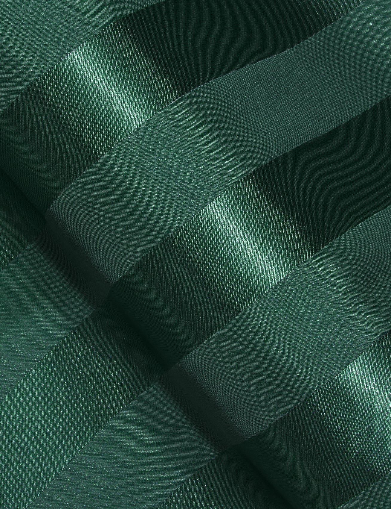 Dark Green Striped Shiny Satin Men's Long Sleeve Shirt