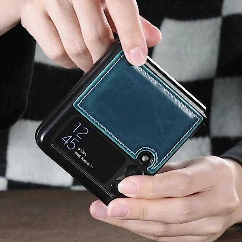 Samsung Galaxy Z Flip 3, Z Flip 4 Phone Case Handmade Leather Phone Bag