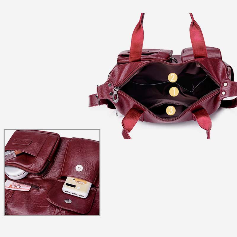 Lightweight LargeCapacity Vintage Soft Leather Tote Bag