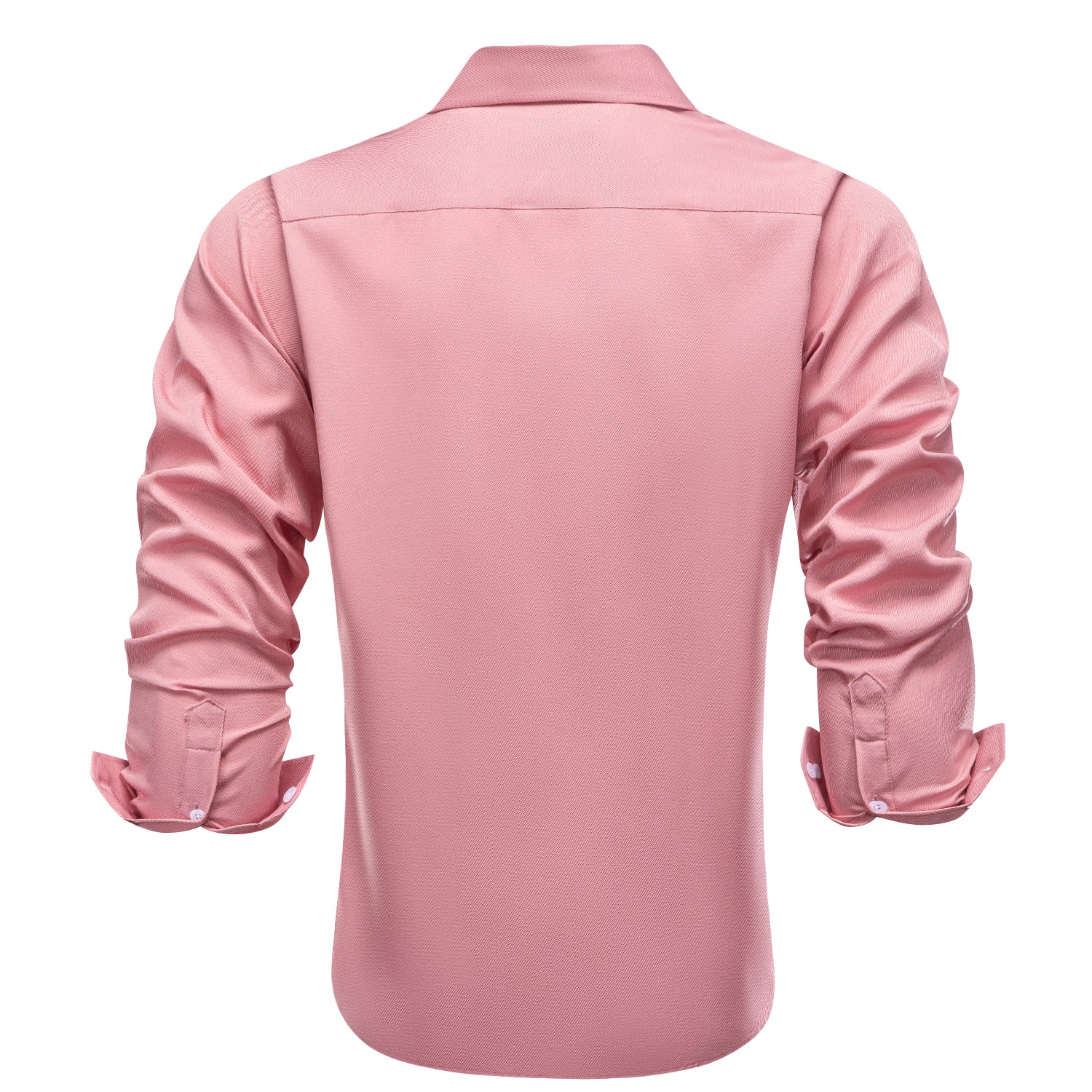 Pink Solid Stretch Woven Business Men's Long Sleeve Button Down Shirt