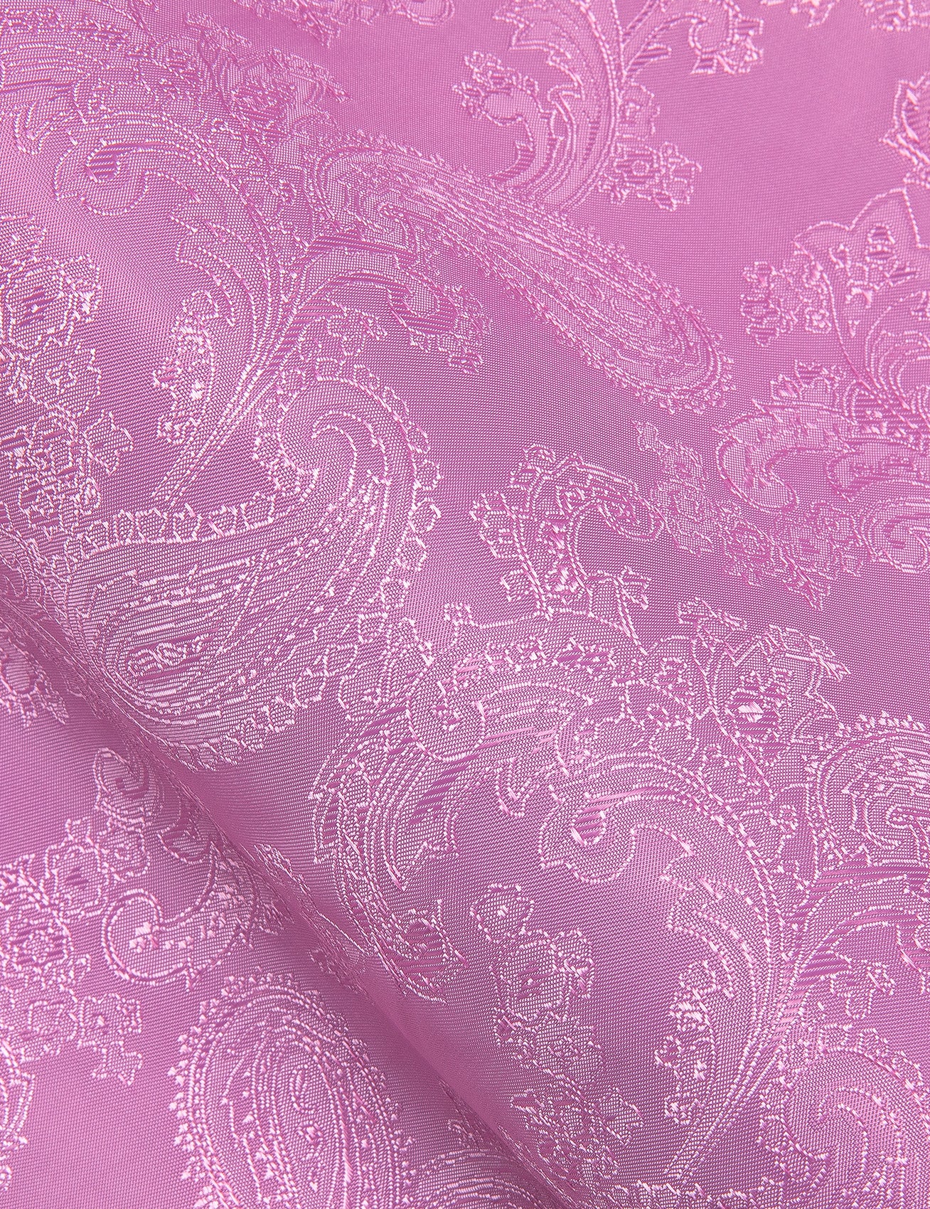 Pink Paisley Style Casual Silk Men's Long Sleeve Button Shirt