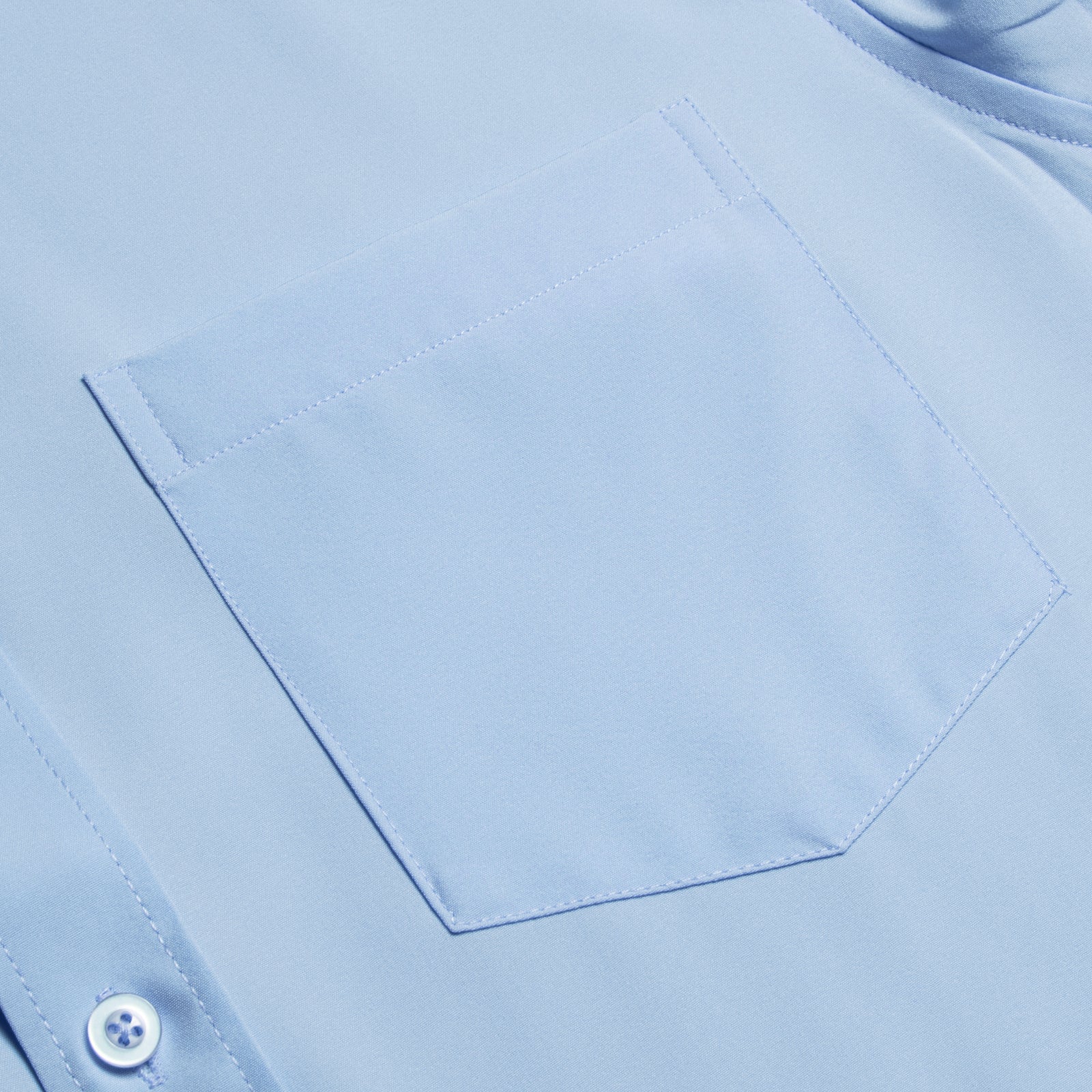 Sky Blue Cotton Solid Silk Men's Short Sleeve Shirt