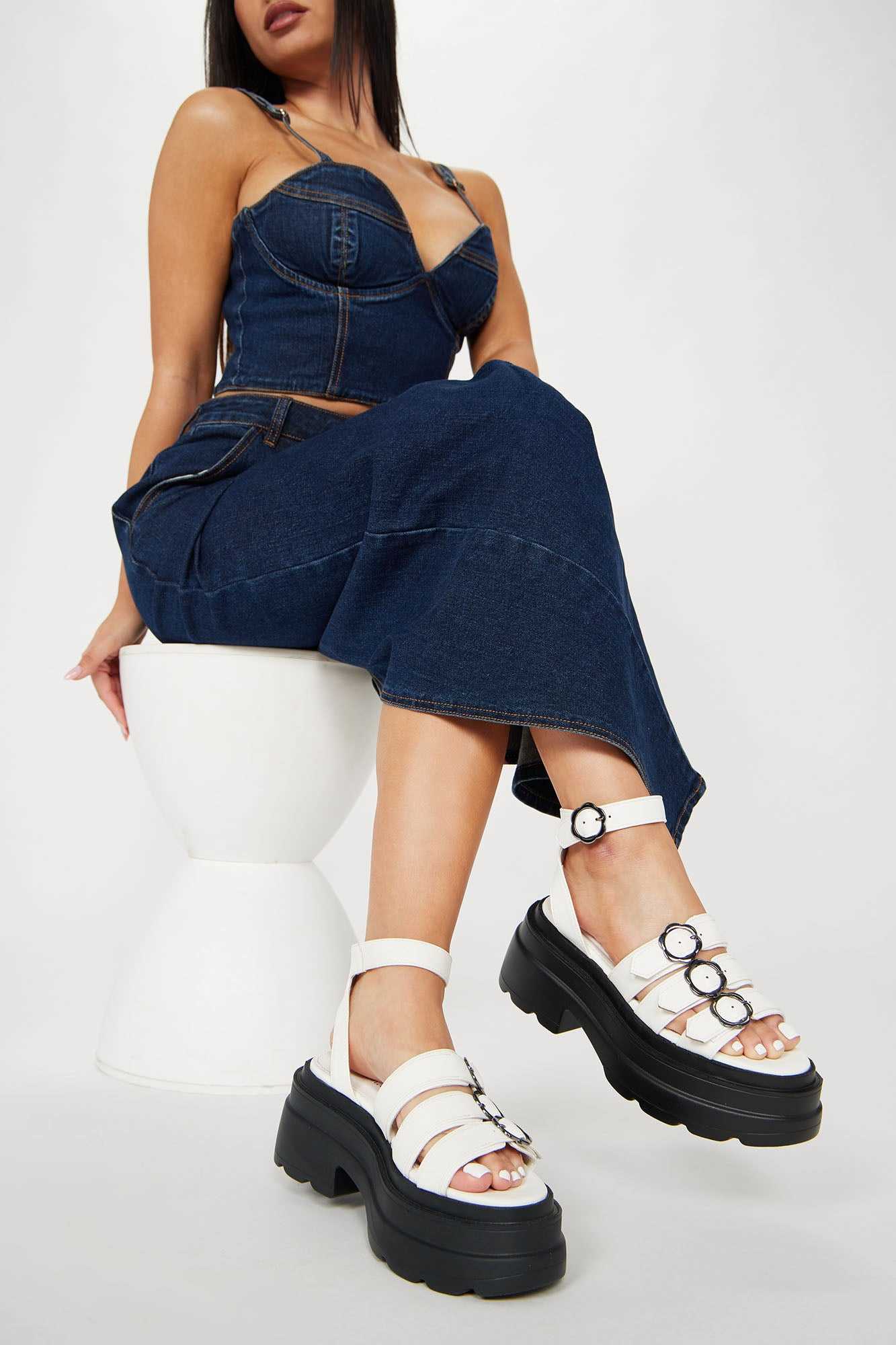 Mavis Platform Sandals   White