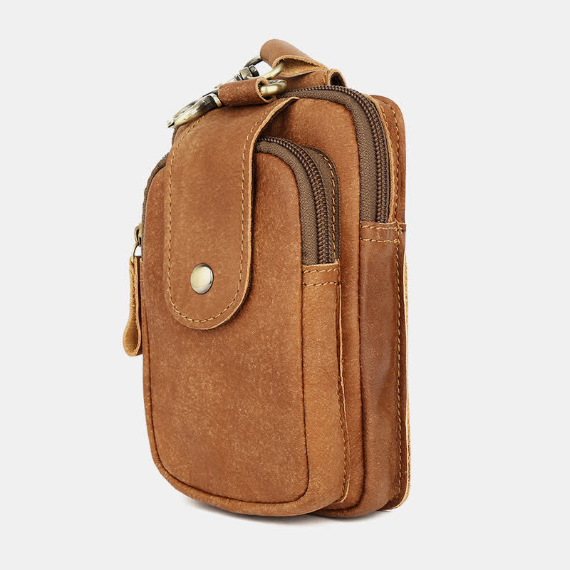 Retro Classic Leather EDC Business Waist Phone Bag