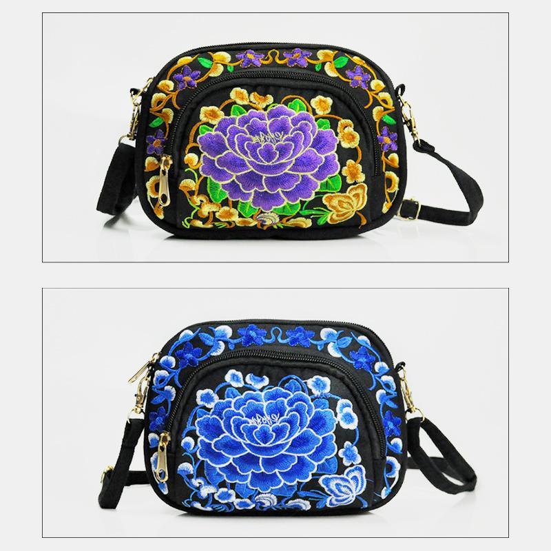 Embroidery Small Crossbody Bag Cell Phone Pouch