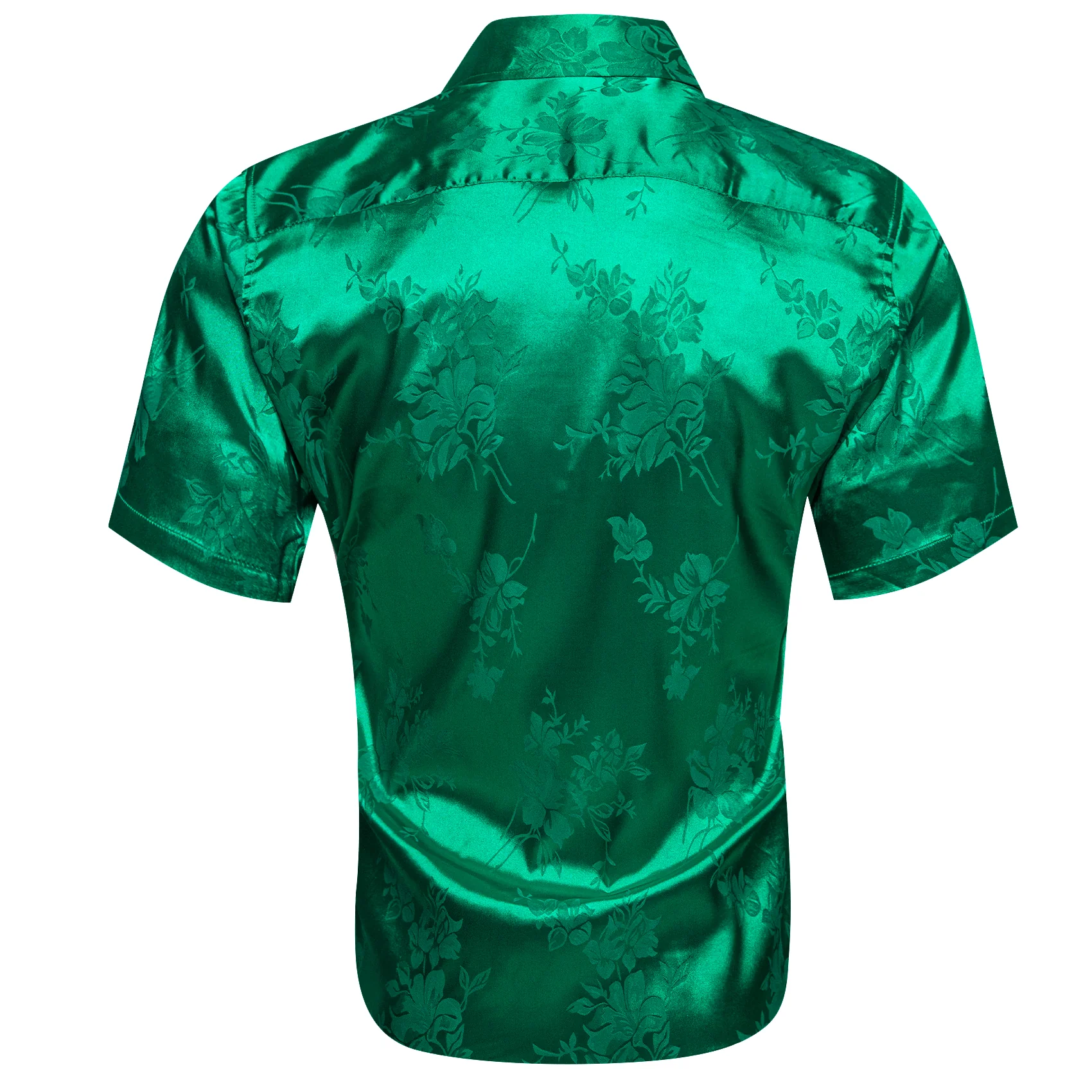 Emerald Green Floral Silk Men's Short Sleeve Shirt
