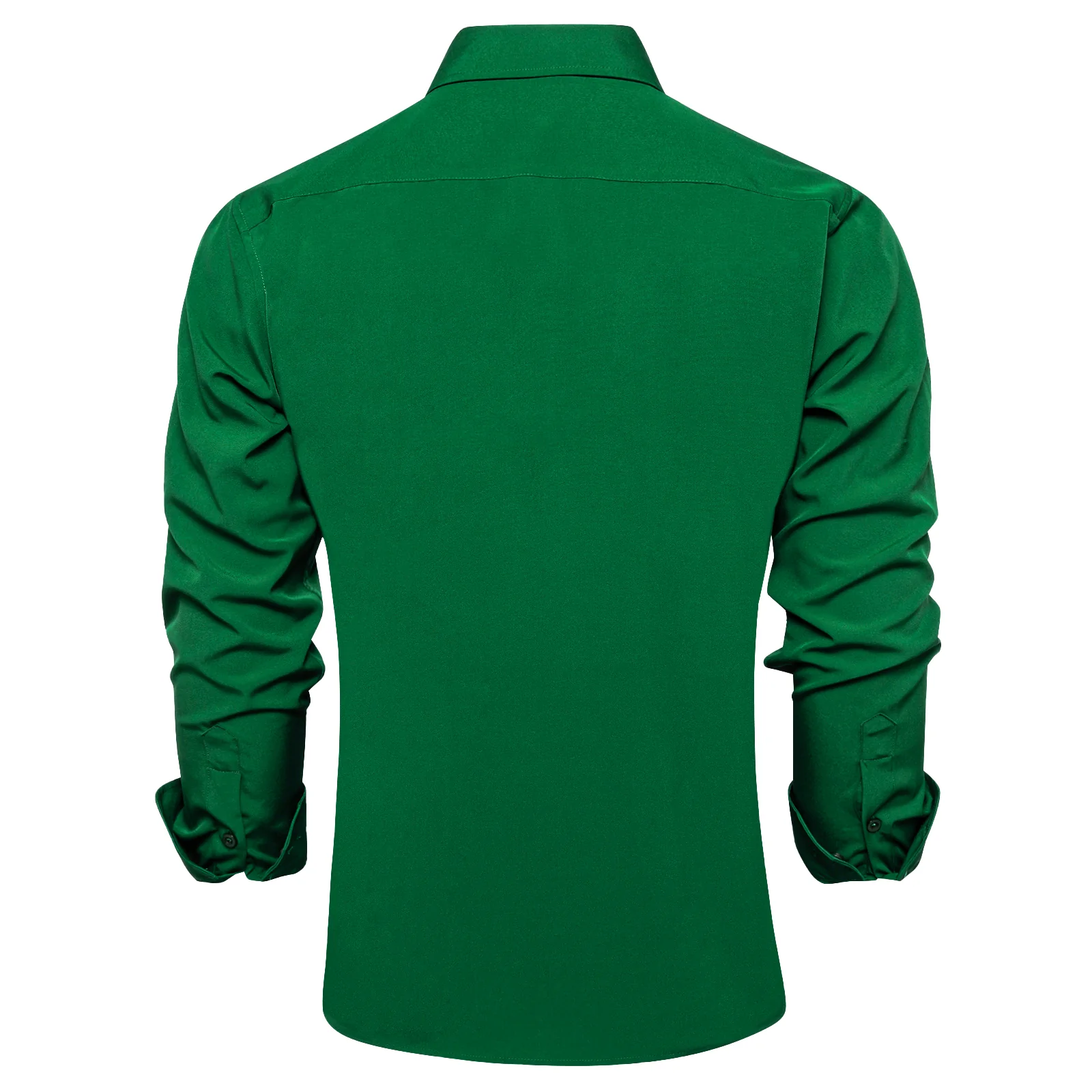 Emerald green Solid Silk Men's Long Sleeve Shirt