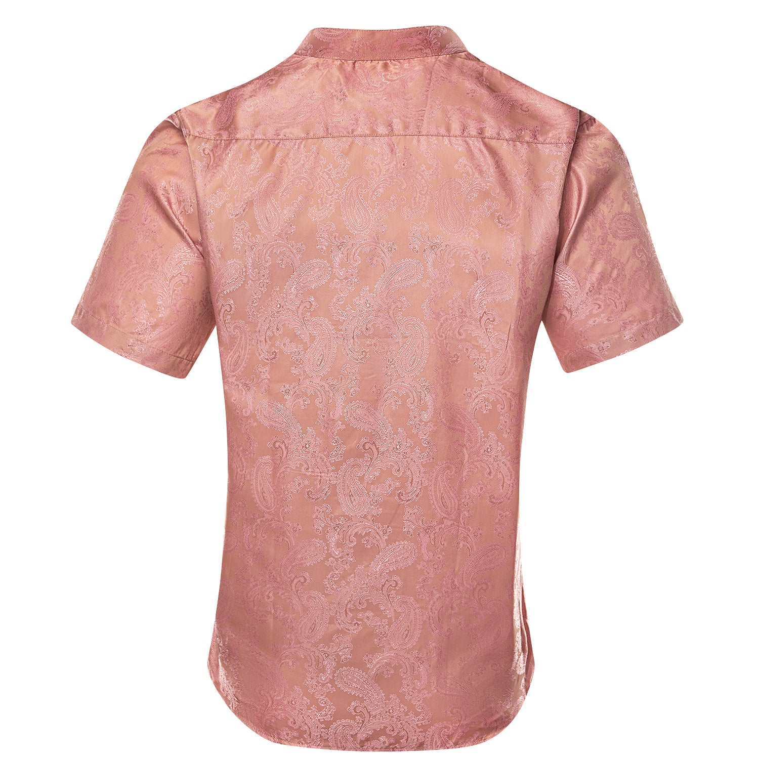 Pink Paisley Silk Men's Short Sleeve Shirt