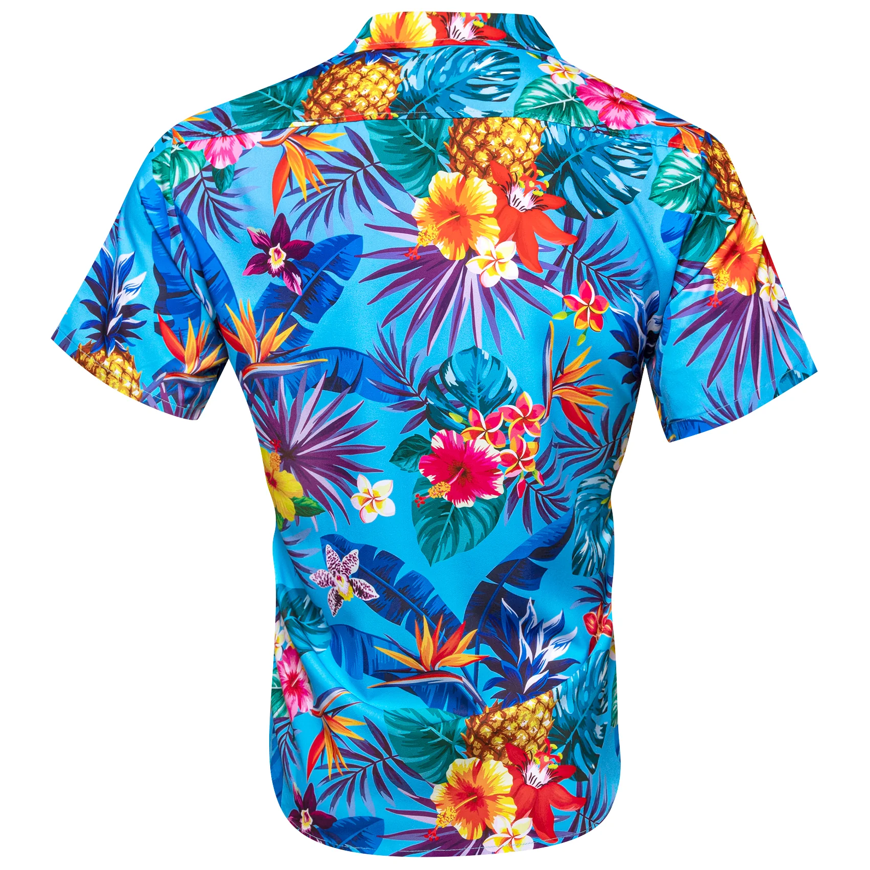 Cerulean Shirt Red Orange Floral Men's Short Sleeve Summer Shirt