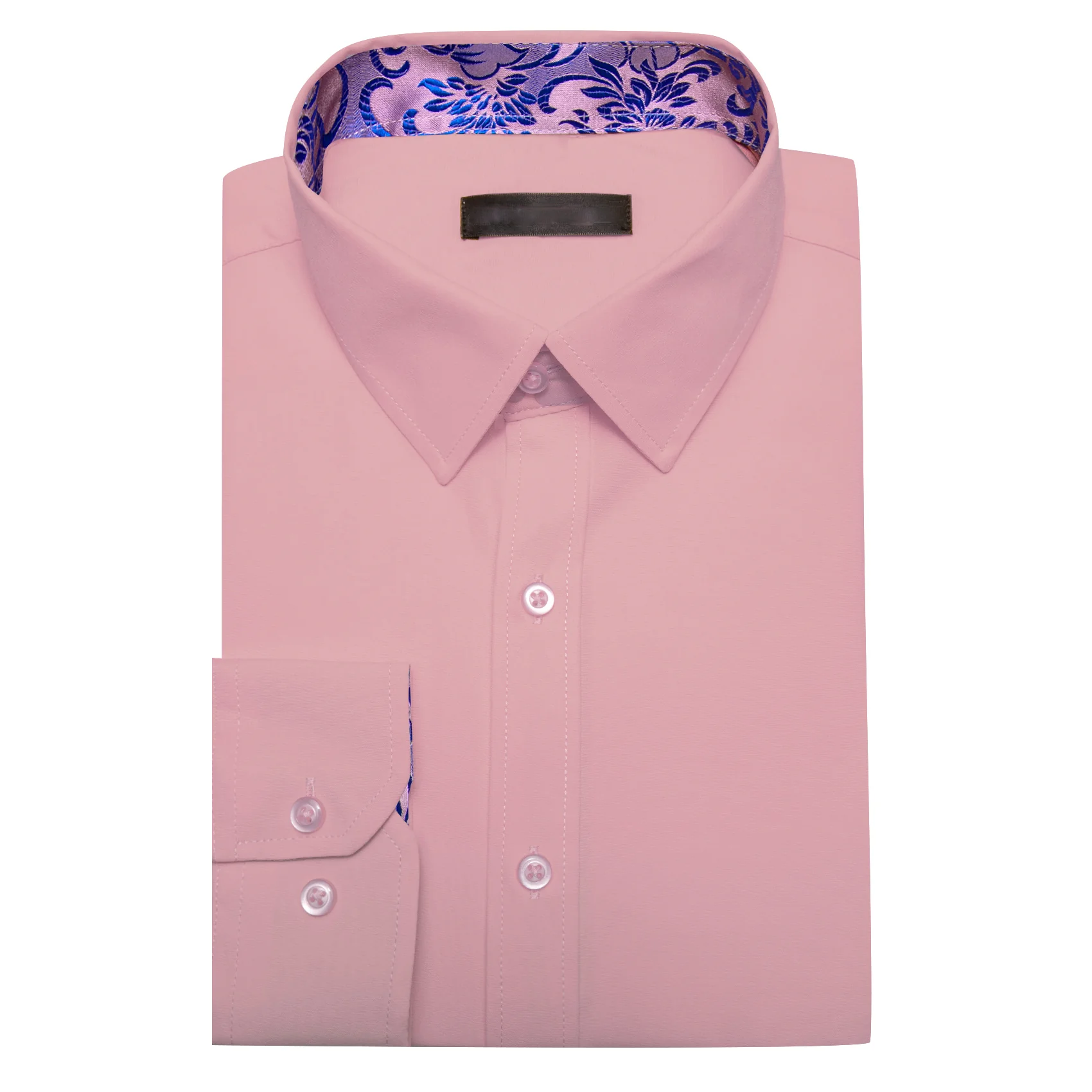 Splicing Style Pink with Purple Floral Edge Men's Long Sleeve Shirt