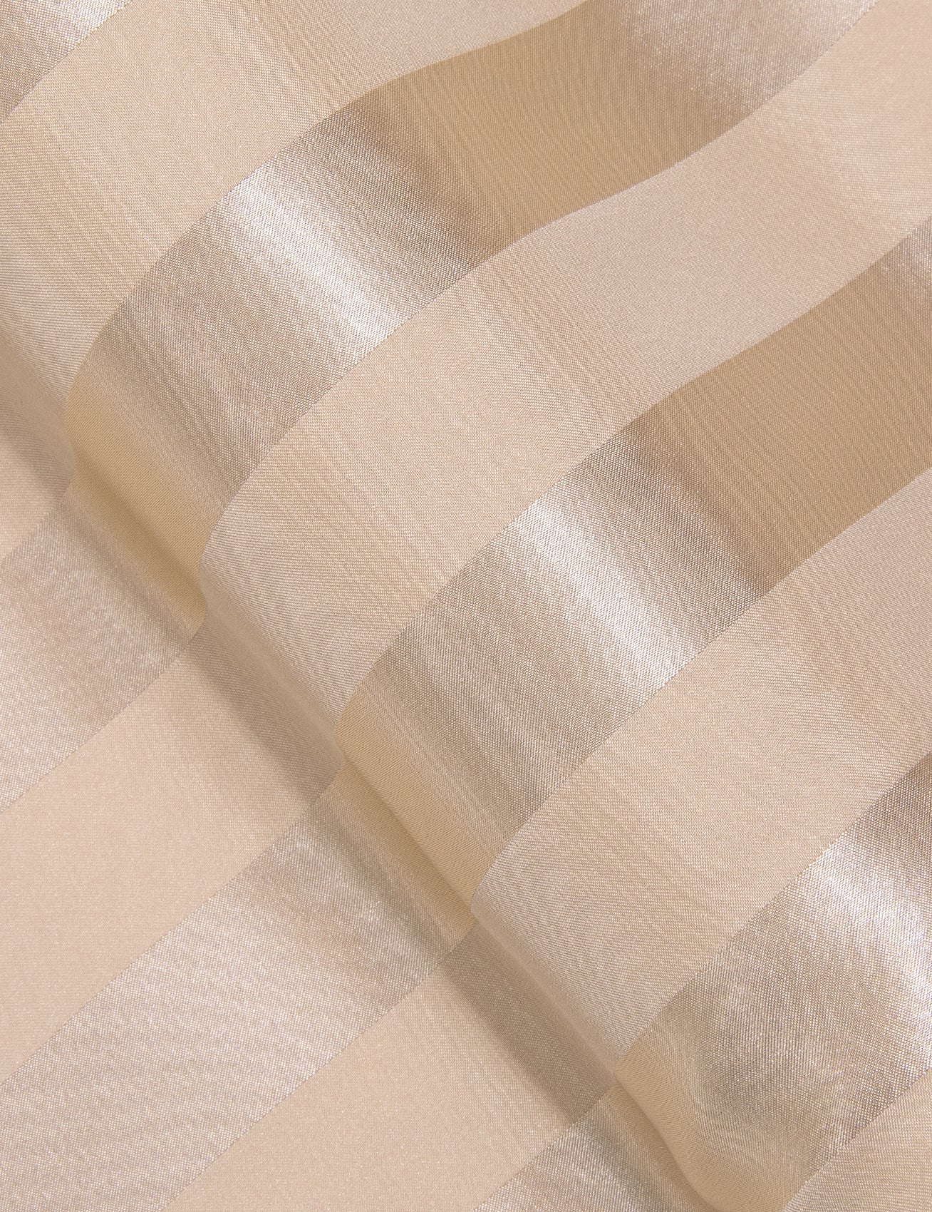 Beige Striped Shiny Satin Men's Long Sleeve Shirt