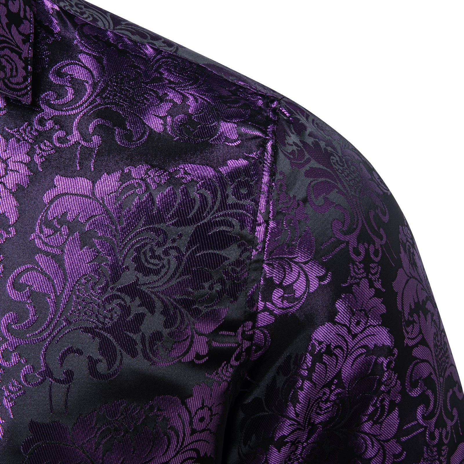 Purple Floral Silk Men's Long Sleeve Shirt