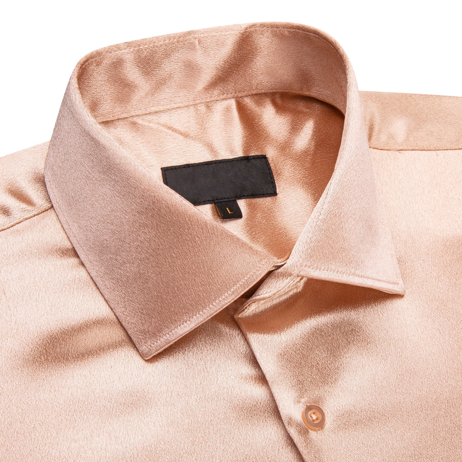 Pale Orange Solid Satin Silk Men's Short Sleeve Shirt