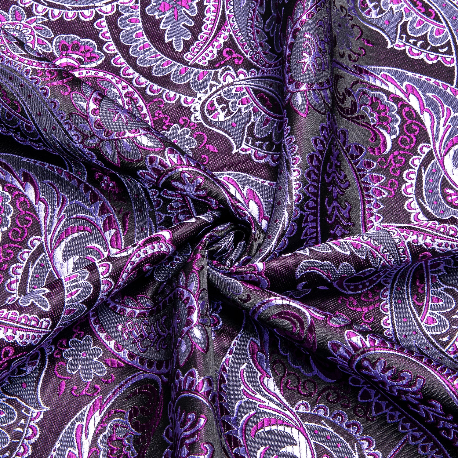 New Purple Paisley Silk Men's Short Sleeve Shirt