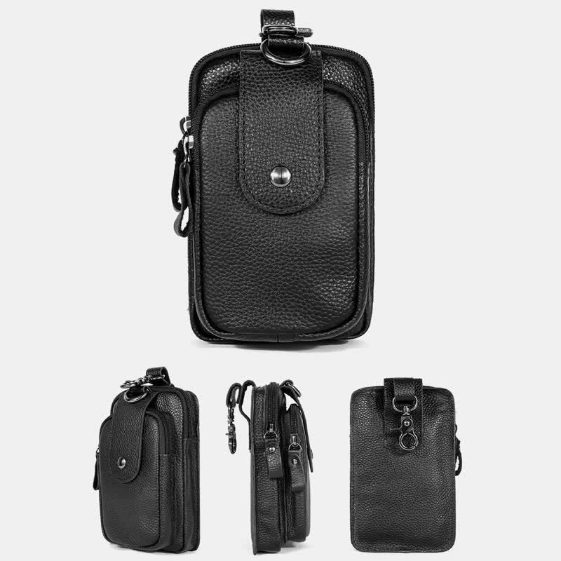 Retro Classic Leather EDC Business Waist Phone Bag