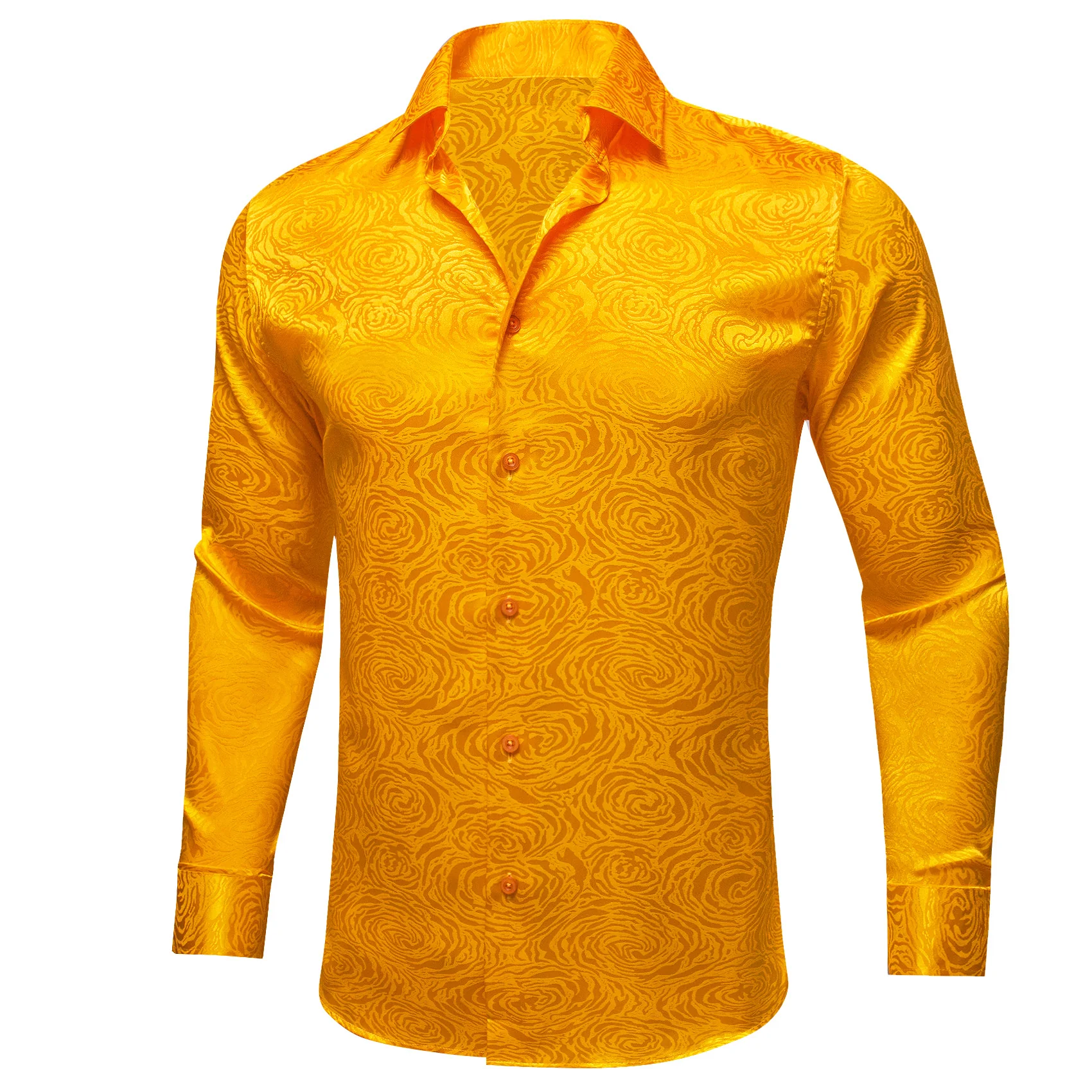 Golden Floral Rose Men's Long Sleeve Shirt