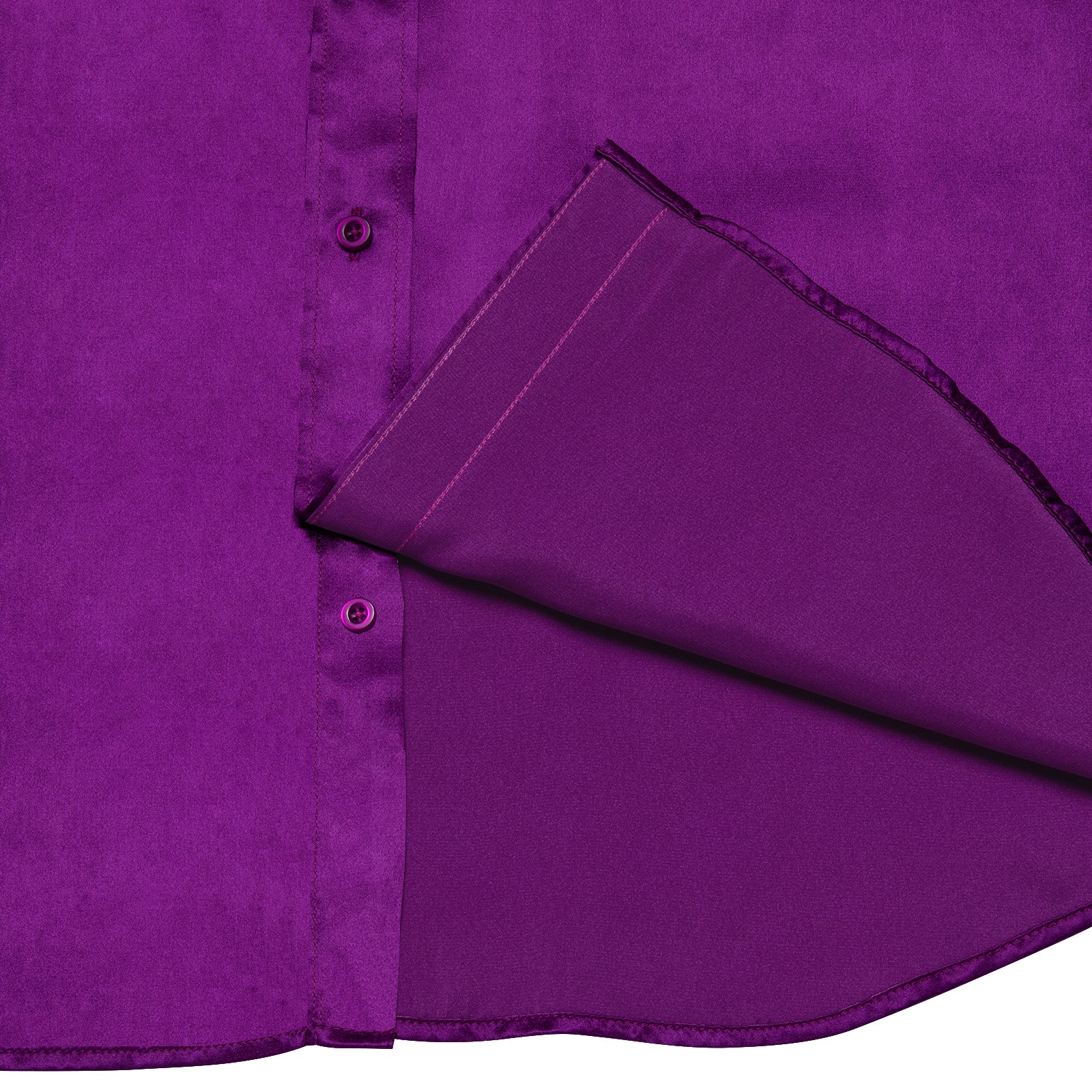 Violet Purple Solid Satin Silk Men's Long Sleeve Business Shirt