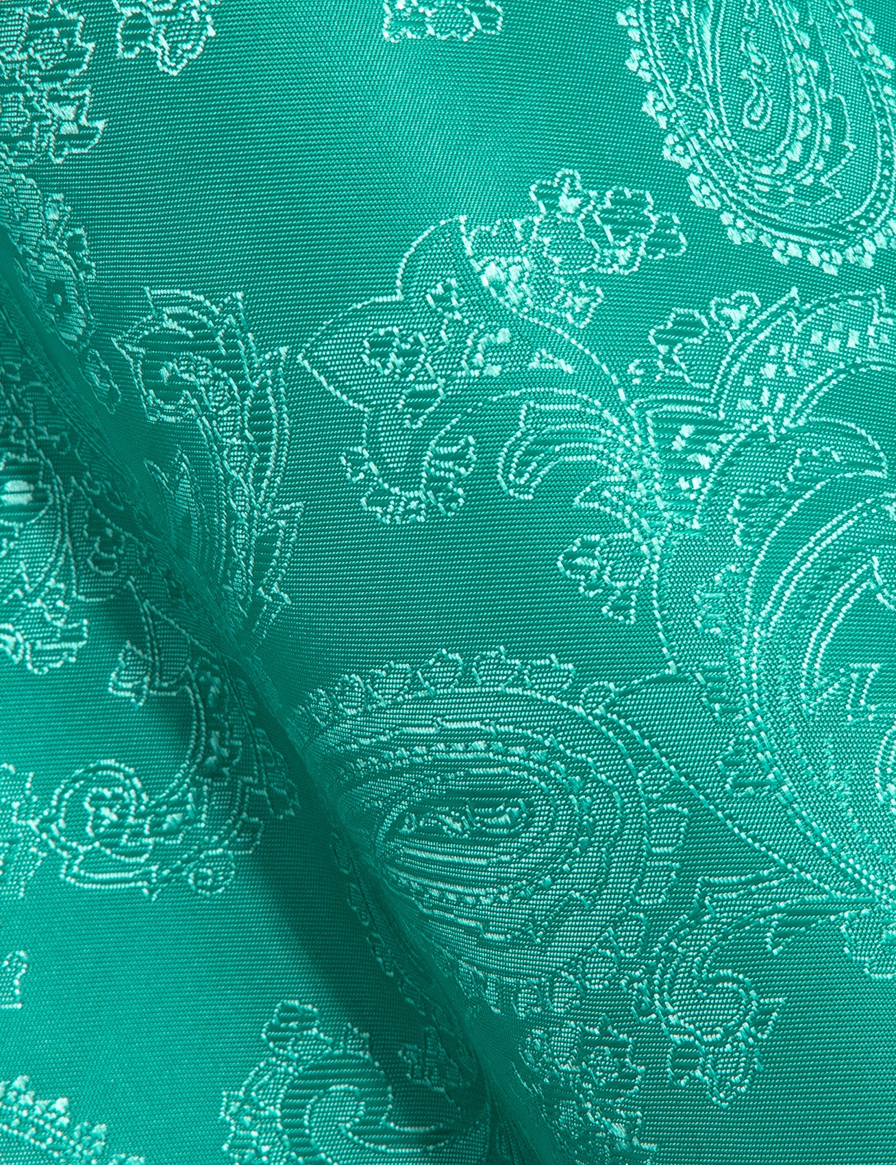 Green Paisley Style Casual Silk Men's Long Sleeve Button Shirt