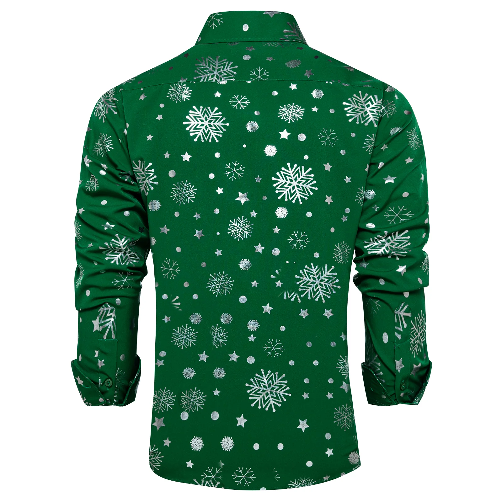 Green White Snowflakes Long Sleeve Shirt Christmas