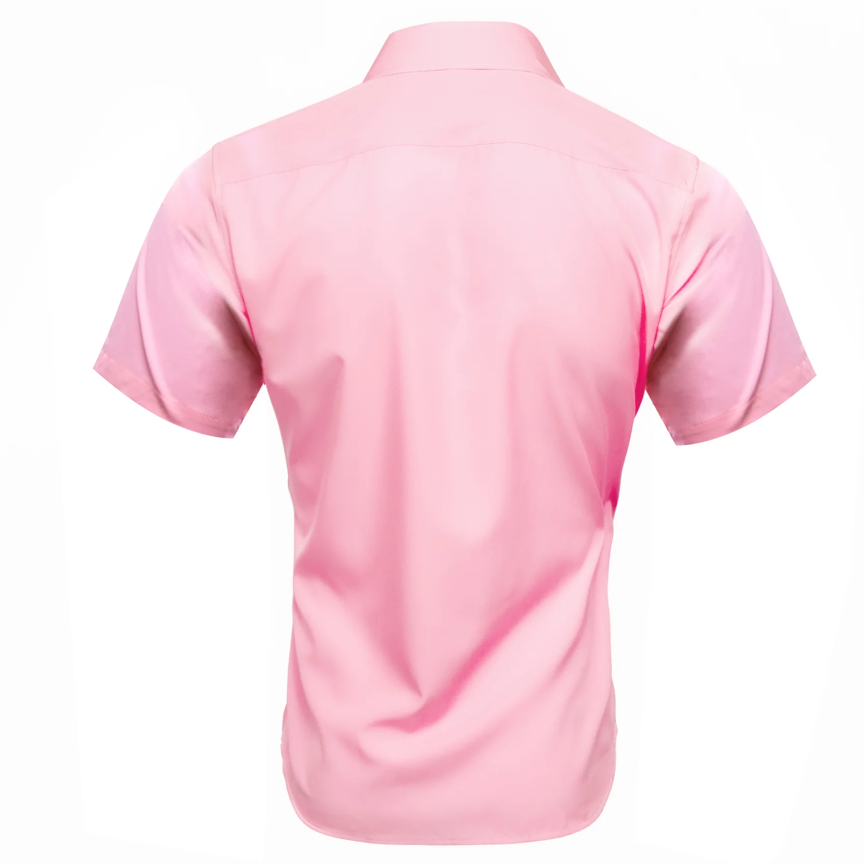 Baby Pink Solid Silk Men's Short Sleeve Shirt