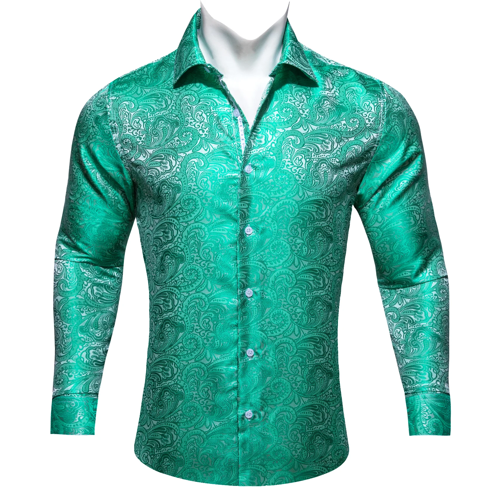 Maximum Blue Green Paisley Men's Long Sleeve Casual Shirt