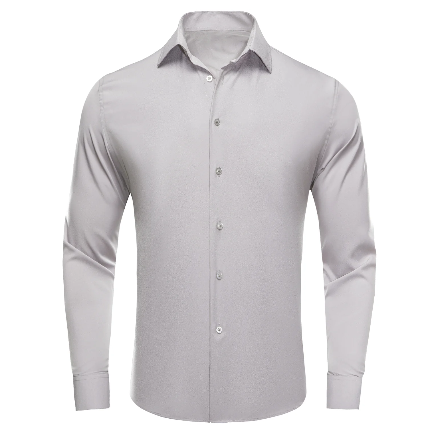 Light Grey Solid Men's Long Sleeve Business Shirt