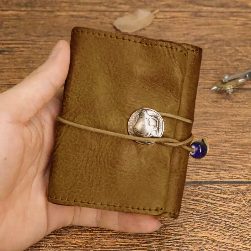 Retro Handmade Genuine Leather Card Holder Wallet for Men Women