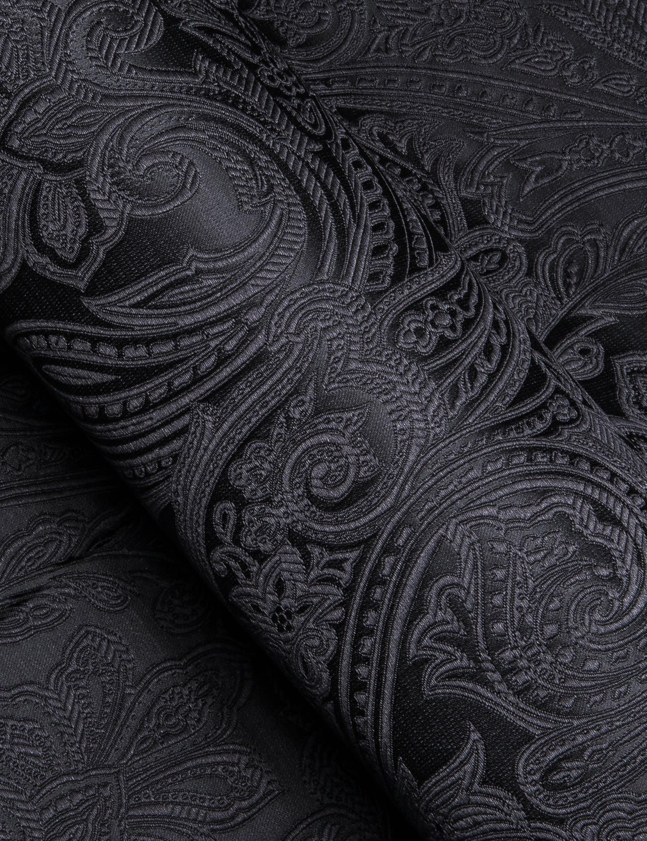 Classic Black Paisley Silk Men's Long Sleeve Shirt